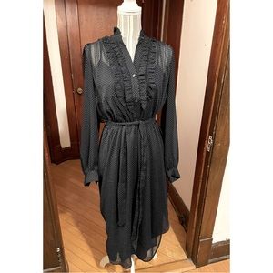 Banana Republic Ruffle Placket Shirtdress Navy/white Medium Tall NWT $129.99